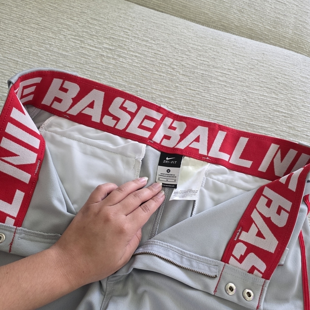 NIKE Baseball Men's Gray Pants with Red Accents Size M - Picture 10 of 12